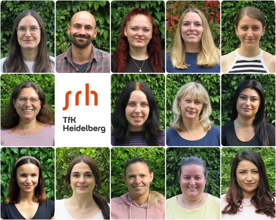 Bildercollage aus Portraitaufnahmen des Kita-Teams der SRH TfK Heidelberg