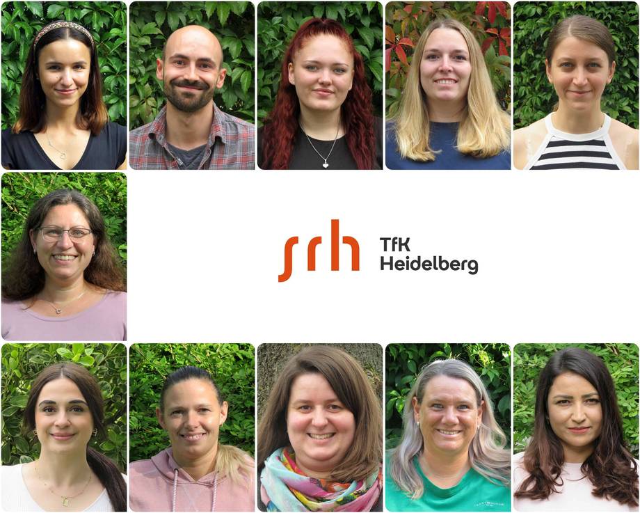 Bildercollage aus Portraitaufnahmen des Kita-Teams der SRH TfK Heidelberg